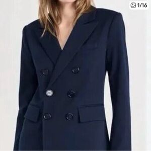 Favorite Daughter Phoebe Navy Double-Breasted Blazer, size large, NWOT
